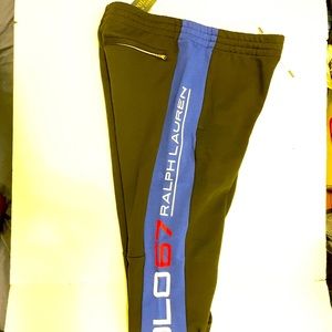 POLO RALPH LAUREN Men’s Blue Black Double Knit Track Pants Sweatpants